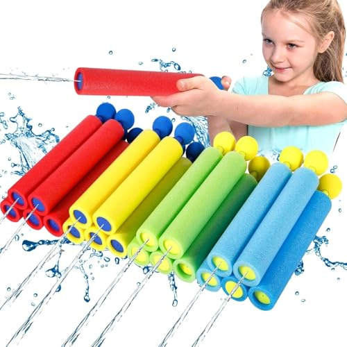 MWZEAUL Lot de 20 Pistolet à Eau pour Enfants et Adultes, Pistolet à Eau en Mousse, Mini Pistolet a Eau Jouets D'été pour Piscine, Jardin, Plage, Fête, Jeux d'eau Exterieur, Jeux Piscine Enfant