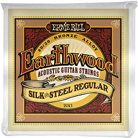 Ernie Ball Earthwood Silk and Steel Regular - Cuerdas para guitarra acústica, bronce 80/20, seda y acero, calibre 13-56