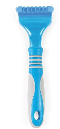 Ancol Ergo Stripping Comb Dog Cat Grooming Tool in Blue with Ultra Sharp Replaceable Razor Blade for Wiry Long Silky Coats Pet Hair Trimmer