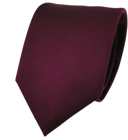TigerTie Designer Krawatte bordeaux rot weinrot Uni Rips - Binder Tie