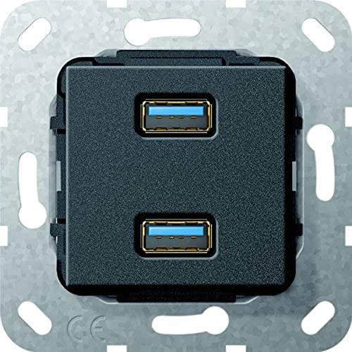 Gira 568510 USB 3.0 A 2 Fach Kabelpeitsche Einsatz schwarz matt