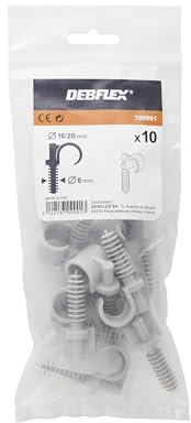 Outillage electrique | Bricolage outillage | Coffret electrique | Boite electrique | Sachet De 10 Clips Simples Parapluie Diam 16 A 20 Gris | Debflex | 709901