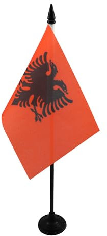 AZ FLAG - Tischflagge Albanien - 15x10 cm - Albanische Tischfahne 10 x 15 Cm - Flaggen