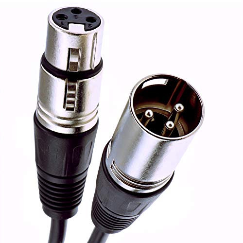 kenable XLR 3 pin Microphone Lead Male to Female Audio Cable Black 3m [3 metres]