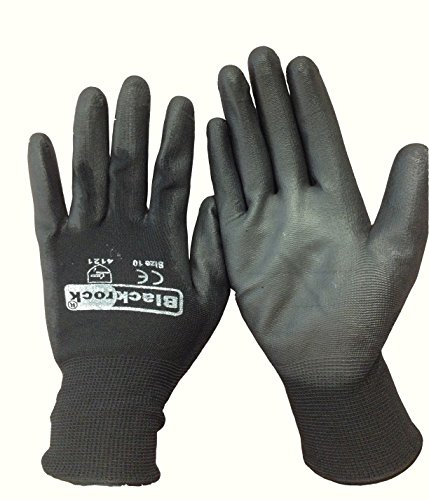 5 Pairs Of Blackrock Size 8/Medium Black PU Work Safety Gloves