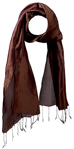 YSS Seidenschal 1 A Qualität Made in Thailand Einfarbig (30x163cm, Braun)