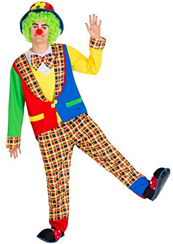 Dressforfun Herrenkostüm Clown | Kostüm + Nase & Schlapphut Mit Filzblume | Harlekin Fasching (S | Nr. 300838)