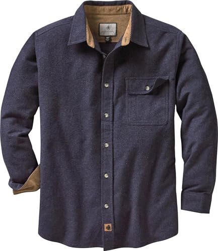 Legendary Whitetails Buck Camp Herren-Flanellhemd, langärmelig, warmes Herrenhemd mit Knopfleiste, Freizeithemd mit Kordsamt-Ärmelbündchen, Herbst- und Winterkleidung, schwarz (Navy Heather), Größe L