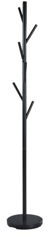 Home4You Flurgarderobe - mit 5 Haken - Schwarz - Metall - Garderobenständer Standgarderobe