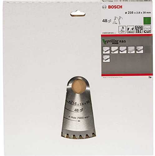 BOSCH Kreissägeblatt AD 216mm Z. 48 WZ/N Bohr. 30mm Schnitt-B. 2,8mm HM BOSCH, AuÃŸen-Ã˜ 216 mm Zähnezahl 48 WZ/N, Bohrung 30 mm Schnittbreite 2,8 mm