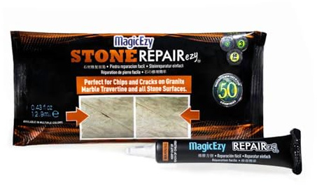 MagicEzy Stone RepairEzy (Chocolate): Travertine, Limestone, Granite, Quartz, or Marble Repair Kit - Fix Cracks and Chips Fast - Countertop Repair - Seam Filler