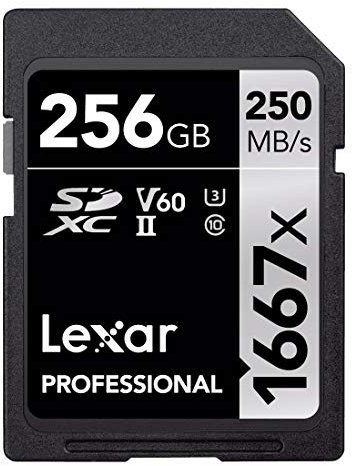 Lexar - Tarjeta de Memoria SDXC 256 GB Profesional 1667x - UHS-II (U3) V90 Vel. Lectura 250 MB/s - 90 MB/s Escritura