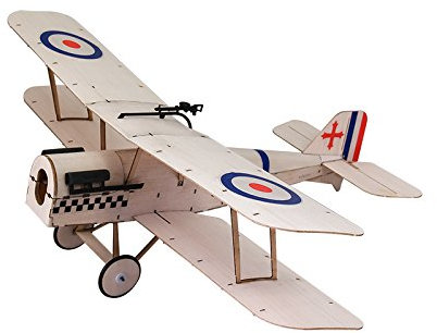 Micro RC Biplane Kit SE5A, 14.8'' Wingspan Laser Cut Balsa Wood Model Airplane Kits to Build, DIY 3CH Remote Control Airplane Mini Indoor Electric RC Plane Kit for Adults (KIT+Motor+ESC+Servos)