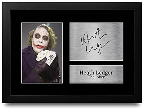 HWC Trading Heath Ledger A4 Gerahmte Signiert Gedruckt Autogramme Bild Druck-Fotoanzeige Geschenk Für The Joker Batman Filmfans