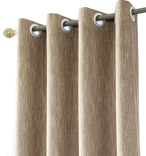 Melodieux Vorhänge Verdunkelung Gardinen Blickdicht Leinenoptik für Wohnzimmer Schlafzimmer, Braun 175x140cm - 1 Stück