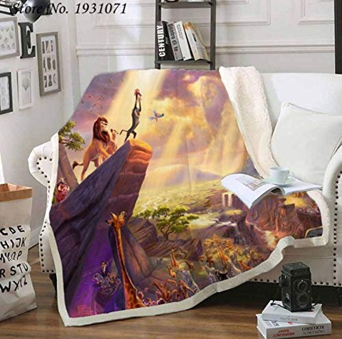 RKZM Sherpa Throw Blanket Der König der Löwen 3D-gedruckte Fleecedecken Erwachsene Kinder Super Flauschiges Fleece Flanell mit Anti-Falten- / Anti-Anlauf-200 * 150 cm weicher, Warmer Fleecedecke