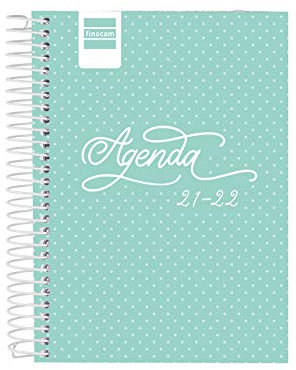 Finocam - Kalender Cool 2021/2022, 1 Tag pro Seite, September 2021 bis Juni 2022, 10 Monate und Juli/August als Übersicht, 8º, 120 x 162 mm, Türkis, Spanisch