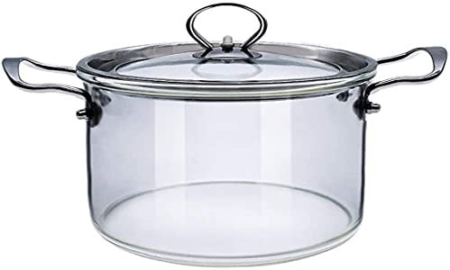 ABHOME Casserole en Verre avec Couvercle Transparent - Marmite Transparente chauffante de 3,5 L ou 5 L Marmite en Verre avec Couvercle pour Soupe Salade de Nouilles instantanées pour bébé (3.5L)