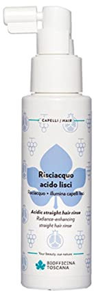 Biofficina Toscana Risciacquo acido capelli lisci, 100ml – Districante capelli ad azione illuminante e disciplinante – Con uva, melograno bio e cheratina vegetale