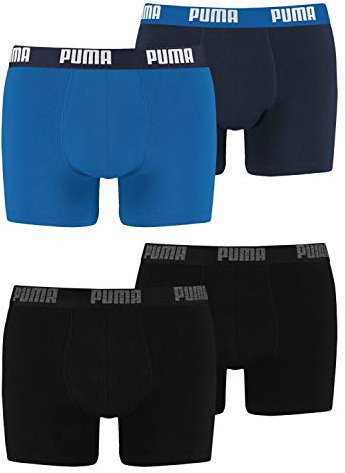 PUMA Herren Boxershorts Unterhosen 100004386 4er Pack, Wäschegröße:2XL, Artikel:-230 Black/Black + 420 True Blue