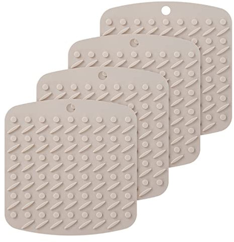 Uktunu Lot de 4 Dessous de Plat Antidérapants en Silicone Anti-Chaleur 250°C Tapis de Table pour Cuisine et Salle à Manger Dessous de Verre Vieux Rose