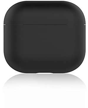 Cover aggiornata compatibile con Airpods 3, custodia morbida in silicone senza portachiavi per AirPods 3a generazione di ricarica Cover, ultrasottile 1,5 mm di spessore anteriore LED visibile (nero)
