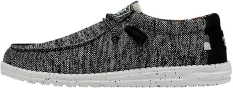 HEYDUDE Wally Sox Stitch Herren - Slip on Schuhe - Herren Loafers, Black White, 47