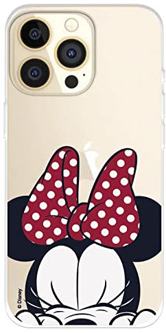 Schutzhülle für iPhone 14 Pro, offizielle Disney-Klassiker, Minnie Gesicht, zum Schutz Ihres Handys, flexible Silikonhülle mit offizieller Disney-Lizenz