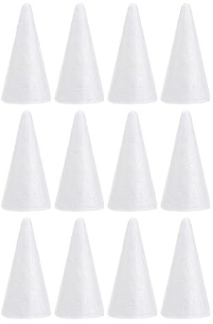 Happyyami Steckschaum Kegel 12 Schaumkegel Zum Basteln DIY-Schaumbaumkegel Weiße Styroporkegel Schaumkegelturm Kunstbedarf Für Weihnachten Schule Bastelprojekt Papes
