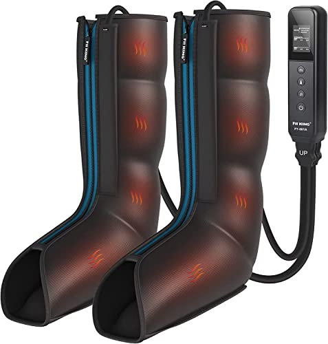 FIT KING Leg Compression Massager with Heat Upgraded Recovery Boots Machine for Pain and Circulation Swollen Legs, Edema, RLS Pain Muscle Relief Fast Recovery