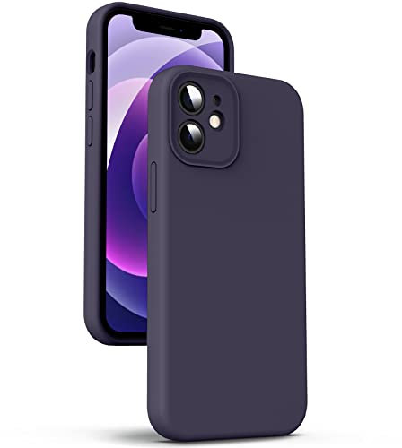 Supdeal Liquid Silikon Hülle für iPhone 12 Mini, [Kameraschutz] [Mikrofaser] [3 Schicht Schützen] Flüssige Silikon Handyhülle, Ultra Dünn und Bequem zu halten Schutzhülle, 5,4 Zoll, Dunkel Violett