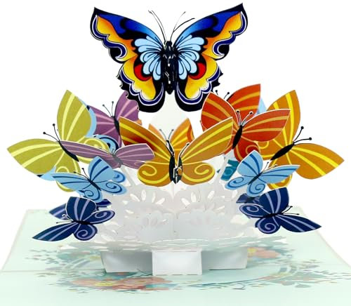 HAPPY GIFTERS Schmetterling Pop Up Karte - Anerkennungsgeschenke 3D-Gruß Pop Out Surprise - Handgefertigte große Geschenkkarten für alle Anlässe - Unisex Pop-up Geschenk mit Umschlag enthalten