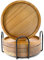 RIHLA Acacia Wood Coasters for Drinks with Holder Round Coasters with Lip Set of 4 Beer Coaster Decor Beverage Cup Coasters Modern Bar Coasters Gift Best Coffee Table Coasters