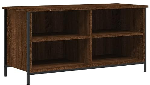 vidaXL TV Schrank, Fernsehschrank mit Eisenbeinen, Fernsehtisch für Wohnzimmer, Lowboard Sideboard TV Ständer TV Gerät, Braun Eichen Optik Holzwerkstoff