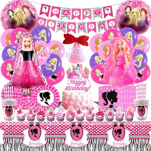 103 Pcs Compleanno Party Barb, Palloncini Festa Bambina, Piatti e Bicchieri Per Feste Di Compleanno, Barb Tovaglioli Festa, Barb Torta Decorazioni, Accessori Festa Compleanno, Barb Decorazioni Festa