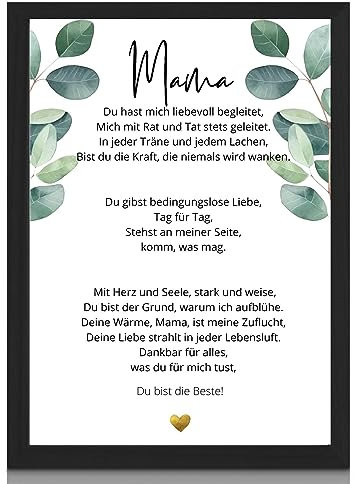 Milaboo® Mama Geschenk personalisiertes Poster I persönliches Muttertagsgeschenk, Valentinstag, Geburtstag oder Geschenk Weihnachten für Mama I Hahnemühle Kunstdruckpapier A3, A4, A5