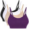 Vertvie Womens Strech Duenn Ohne Buegel Push up Yoga Sports BH Bra Top Set Fuer Fitnesstraining Polsterung 3er Pack (Schwarz+Weiß+Hautton+Dunkellila, EU L/Tag XL)