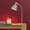 Lightbox skandinavische Schreibtischlampe - 52 cm Höhe - Tischleuchte mit Schalter & schwenkbarem Kopf - E27, max. 40 W - Metall/Holz aus Kautschukbaum - in Hellpink/Hellbraun