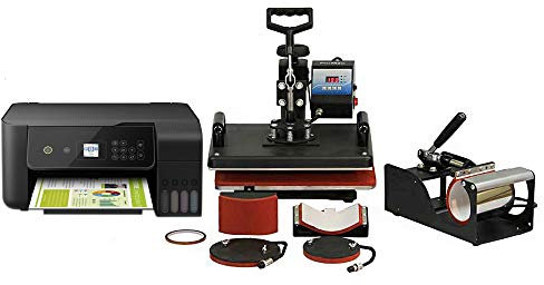Set de Prensa de Calor 5en1 Sublimación de Camisetas, Gorras, Tazas y Platos Máquina Transferencia Térmica para Sublimar Personalizar Camisetas, Gorros, Tazas y Platos Impresora GRATIS+Garantía 2 Años