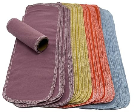 BEECO GIF2U Reusable Toilet Paper Towels 24 Count Roll,Washable Absorbent No Tear Bidet Towels Cotton Cloth,Zero Waste Cleaning Supplies for Bathroom(Solid 4 Colors)