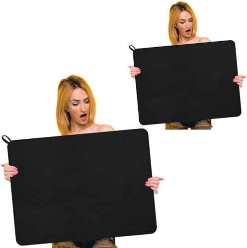 Hushee Extra große Abtropfmatte aus Mikrofaser, saugfähig, große Abtropfmatte für Arbeitsplatte, Spüle, Kühlschrank oder Trockner (76,2 x 61 cm, schwarz), 2 Stück