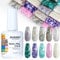 BURANO Nail Art Nail Foil Glue Gel, o.5 oz with 10PCS Foil Stickers Set Nail Foil Glue for Nails Foil Transfer Gel, Nail Design DIY UV LED Lamp Required (Marble Foil 15)