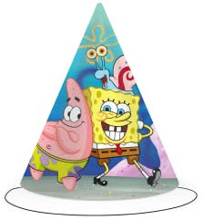 BeenSmile, SPONGEBOB SQUAREPANTS GEBURTSTAGSHUT, Papphüte, Kindergeburtstag Dekoration, Geburtstag Party Hüte, 6 Stk.