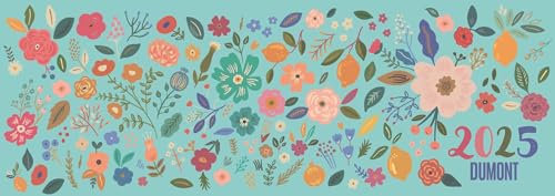 DUMONT - Blumenwiese 2025 Tischquerkalender, 29,7x10,5cm, Terminplaner im hübschen Blumendesign, mit viel Platz für Einträge und Schulferien, internationales Kalendarium