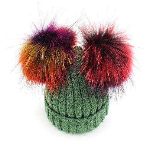Pudelmütze Damen Winterwarme Strickmütze. Doppelseitige Elastische Strickmütze Mit Buntem Pompon Aus Acryl Für Männer Und Frauen,02