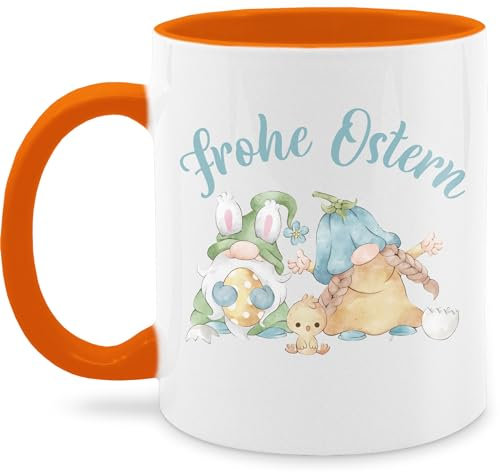 Tasse Tassen 325ml - Ostergeschenke - Frohe Ostern Gnome blau - 325 ml - Orange - ostertassen, oster hase geschenk ostermotiv ostertassen osterhase oster-tassen osterüberraschungen ostertasse