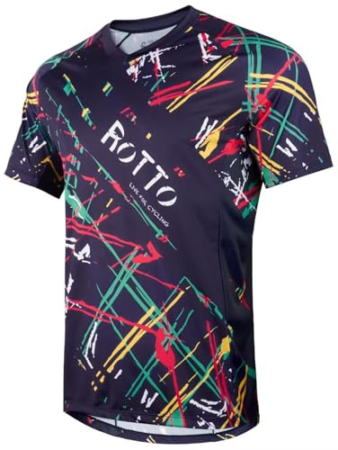 ROTTO Herren Mountainbike Trikot Kurzarm Radtrikot für MTB BMX Downhill Kurze Ärmel Schnell Dry