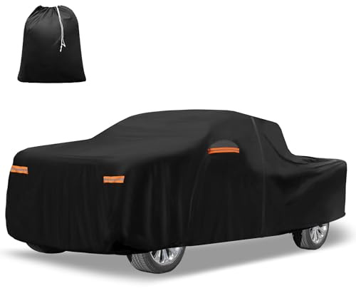 X AUTOHAUX Car Cover for Chevrolet Silverado Crew 210D-PU Outdoor Full Car Cover All Weather with Door Zipper for Waterproof Windproof Sun Rain Protection