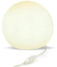 Licht-Erlebnisse Tischlampe rund Ø 30 cm H: 26,5 cm Weiß inkl. E27 LED 2700 K warmweiß Kabel Schalter Kugelleuchte innen Tischleuchte