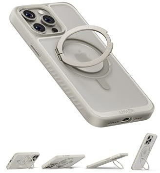 Anker magnetische Handyhülle, FlexStand Handy-Case, rutschfeste und sturzsichere Schutzhülle mit Standring, iPhone kompatibel mit MagSafe, exklusiv für iPhone 15 Pro 15,5cm entwickelt